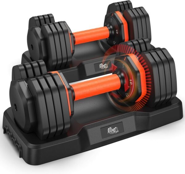 Adjustable Dumbbell Set of 2, 110lbs/50lbs Weights Dumbbell Set with Storage Box, 25lbs/55lbs Adjustable Weights with Anti-slip Silicone Grip, Weight Set For Home Gym Suit both Men and Women
